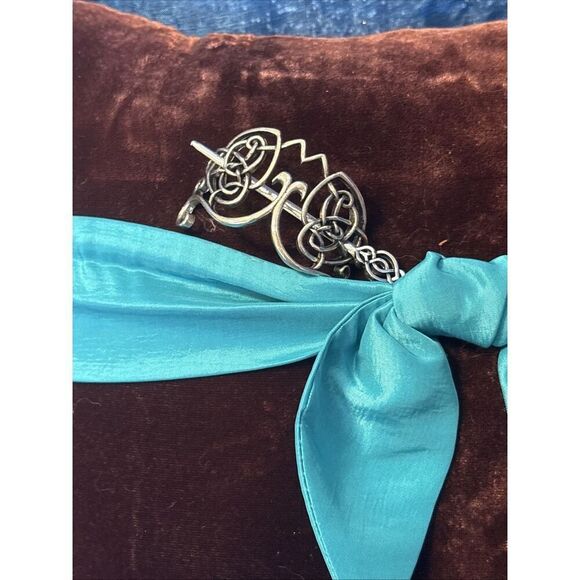 2-Silver Toned Celtic Knot Metal Viking Filigree Hair Slide Stick Clip - Picture 5 of 10